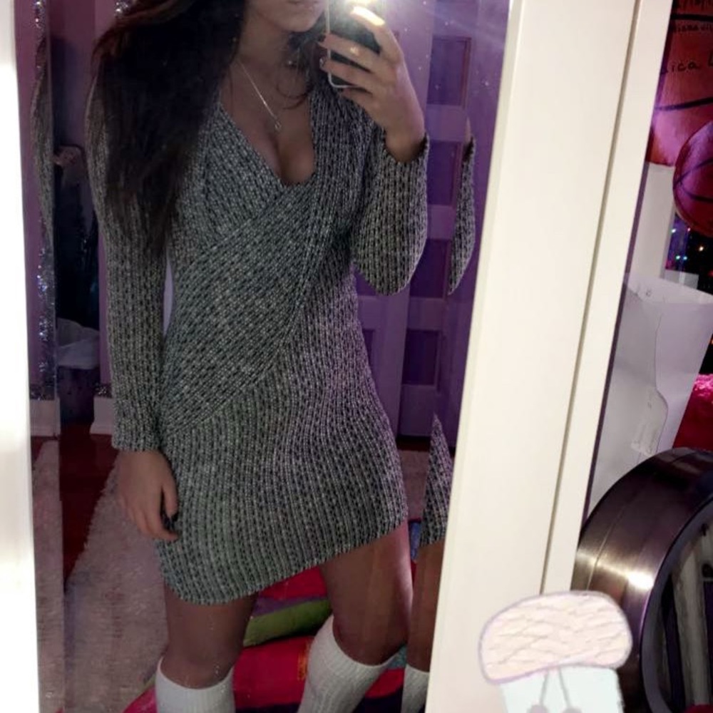 Black and White Long Sleeve Dress